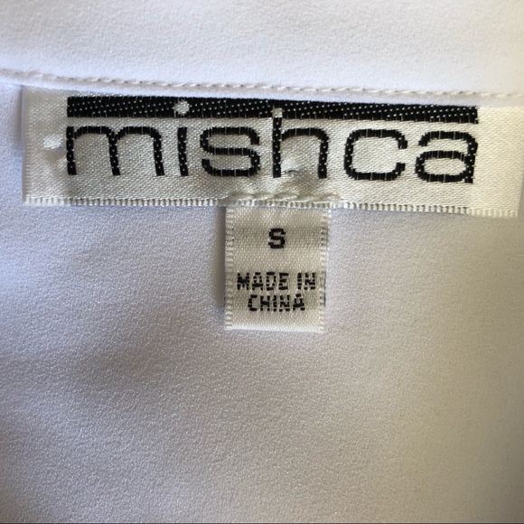 Mishca Bell Sleeve Black Filigree White Blouse - Picture 9 of 12